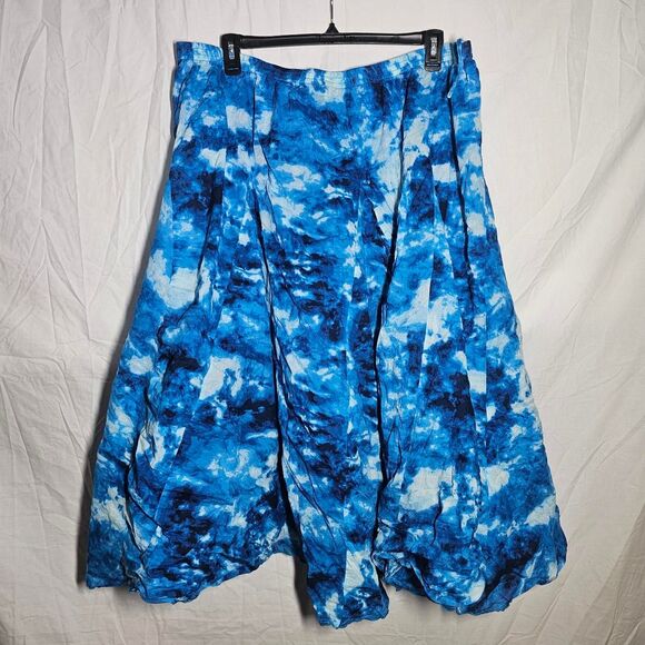 Blue beachy mermaid tie dye midi plus size skirt - Picture 1 of 3